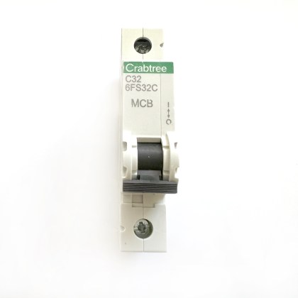 Crabtree 6FS32C White Clip Newer Style C32 32A 32 Amp MCB Circuit Breaker Type C